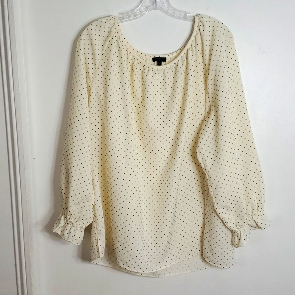 Talbots Woman Longsleeve Blouse Size Plus 2X Ivory black